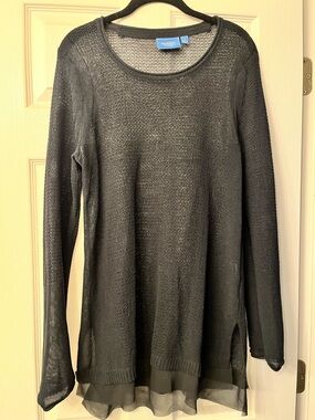 Simply Vera Vera Wang black  Scoop Neck Sheer Hem Sweater